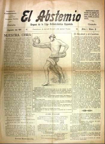 Imagen de El Abstemio : Periódico antialcohólico. Órgano de la Sociedad Antialcohólica