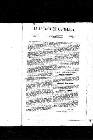 Imagen de La Crónica de Castellón : Periódico de ciencias, literatura, artes, industria y comercio, diario mercantil, agrícola y de noticias