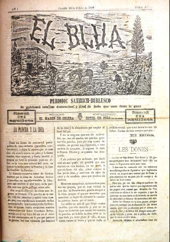 El Blua  : Periòdich satírich-burlesco (1892 febrero 21 - 1892 marzo 6.)