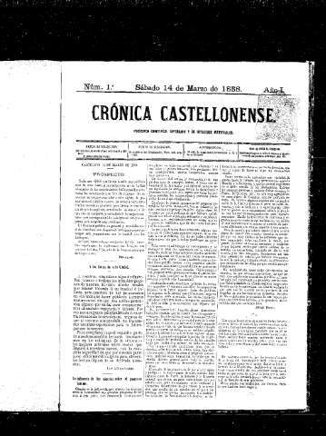 Imagen de Crónica Castellonenense : Periódico científico, literario y de intereses materiales