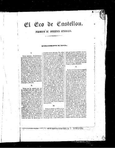 Imagen de El Eco de Castellón  : Periódico de intereses generales