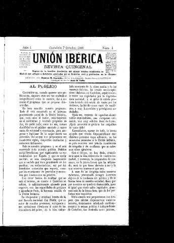 Imagen de La Unión Ibérica : Órgano de la benéfica asociación del mismo nombre establecida en Madrid con arreglo a estatutos aprobados por el gobierno civil y publicados en la "Gaceta"