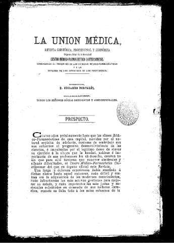 Imagen de La Unión Médica : Revista científica, profesional y económica. Órgano oficial de la Sociedad Médico-farmacéutico Castellonense. Consagrada al progreso de