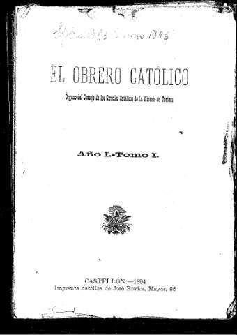 Imagen de El Obrero Católico : Órgano del Consejo de los Círculos Católicos de la diócesis de Tortosa